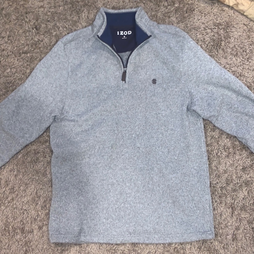 Mens izod quarter zipper grey fleece pullover